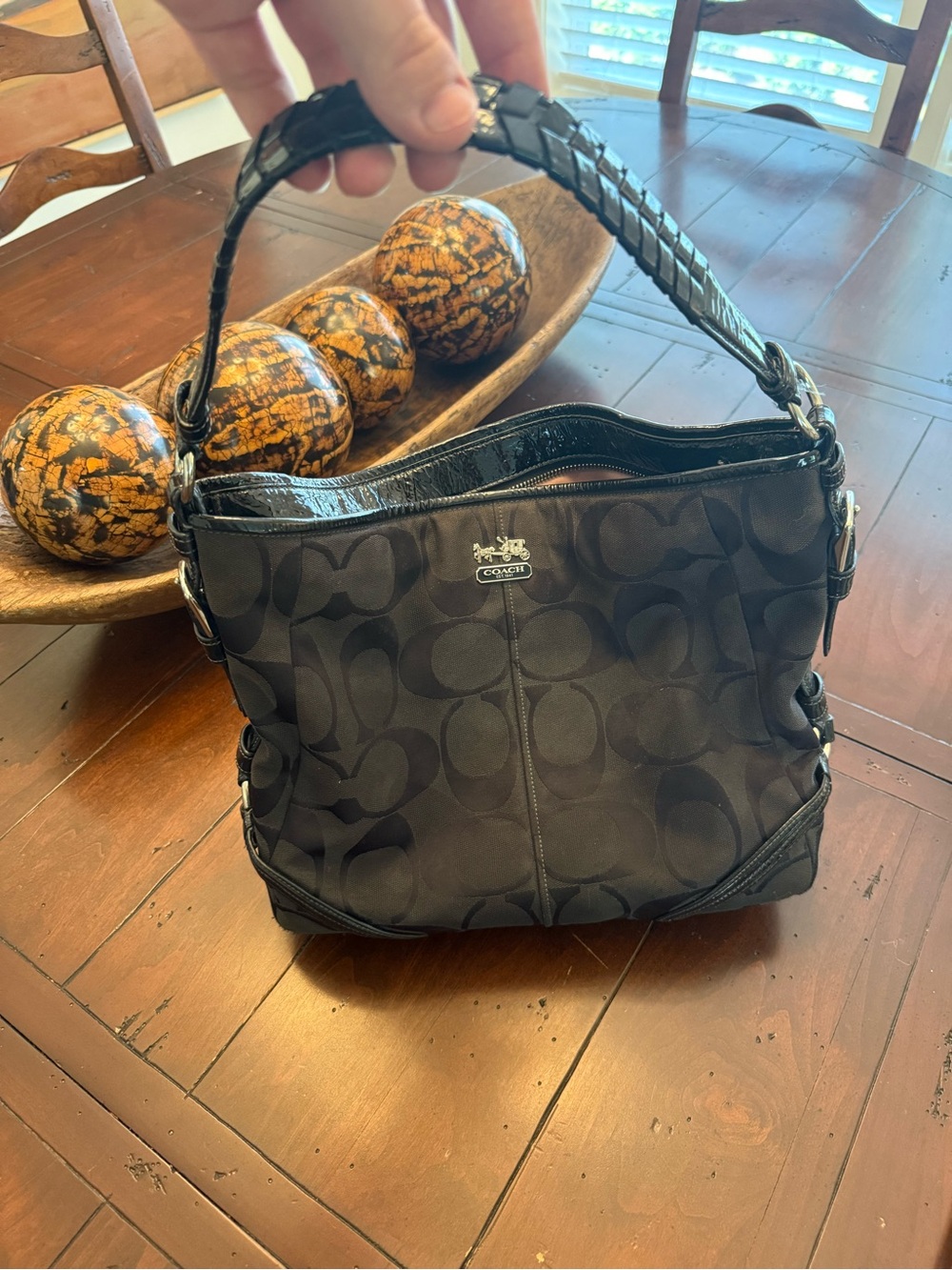 Coach Black Monogram Signature Y2K Boho shoulder bag Very Used!